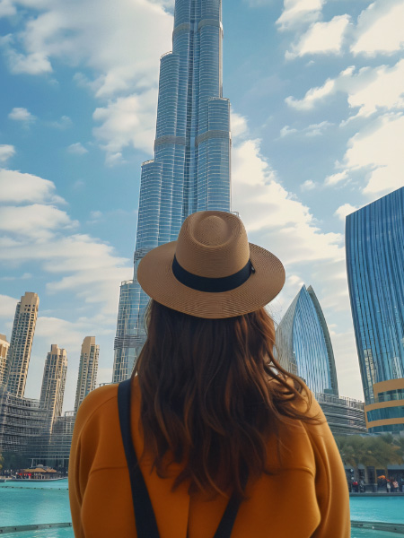 Traveller viewing a city destination
